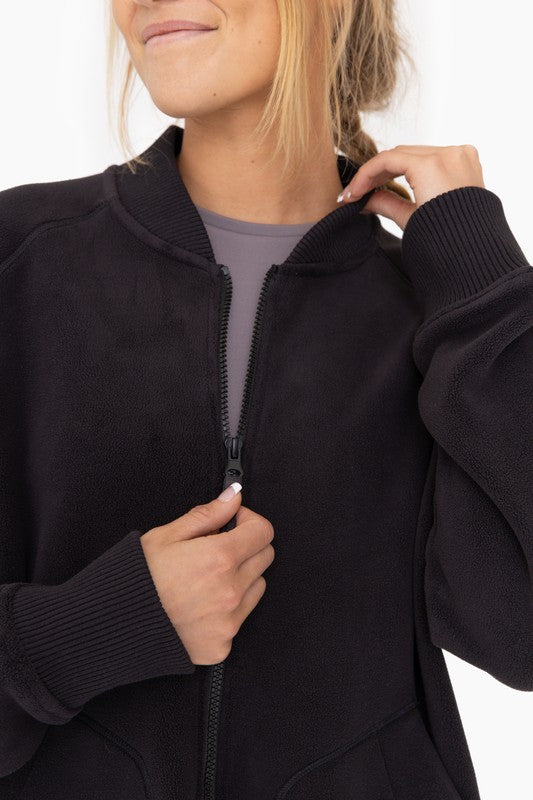 Microfleece Bomber Jacket-Charmful Clothing Boutique