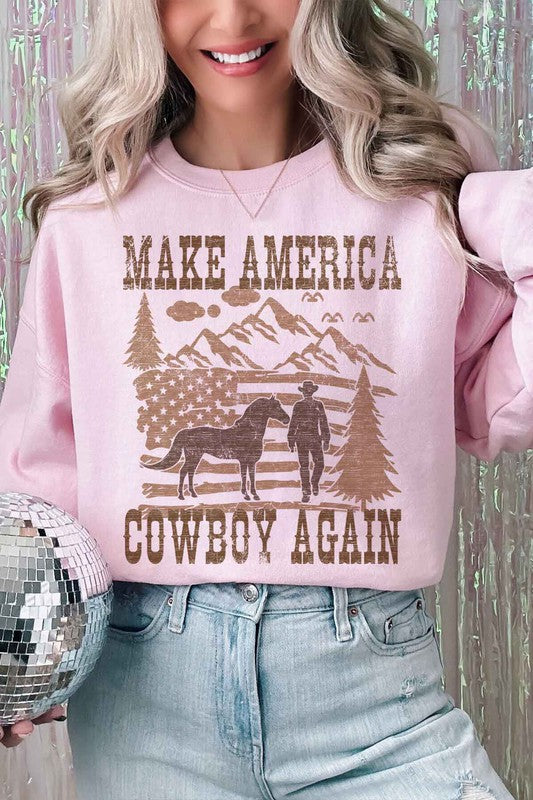 MAKE AMERICA COWBOY AGAIN OVERSIZED SWEATSHIRT-Charmful Clothing Boutique