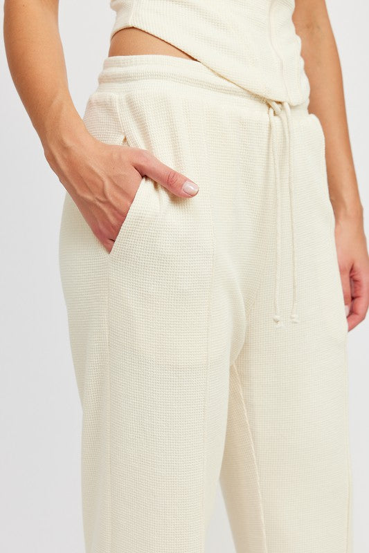 HIGH WAIST PANTS WITH DRAWSTRINGS-Charmful Clothing Boutique