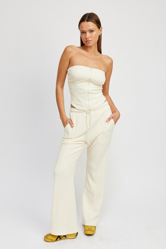 HIGH WAIST PANTS WITH DRAWSTRINGS-Charmful Clothing Boutique