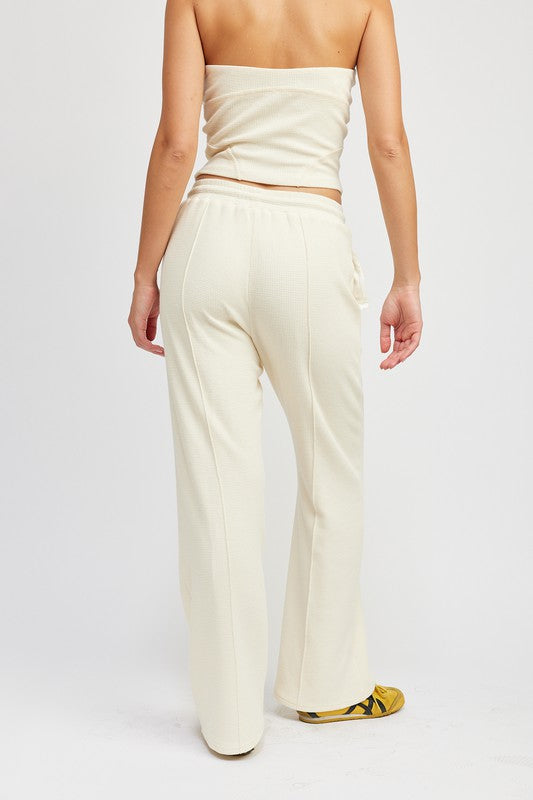 HIGH WAIST PANTS WITH DRAWSTRINGS-Charmful Clothing Boutique
