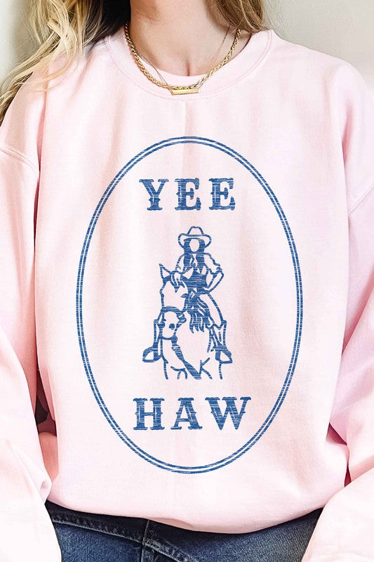 YEE HAW COWGIRL WESTERN OVERSIZED SWEATSHIRT-Charmful Clothing Boutique