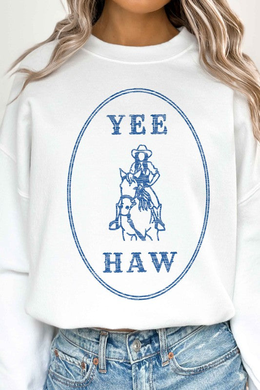YEE HAW COWGIRL WESTERN OVERSIZED SWEATSHIRT-Charmful Clothing Boutique