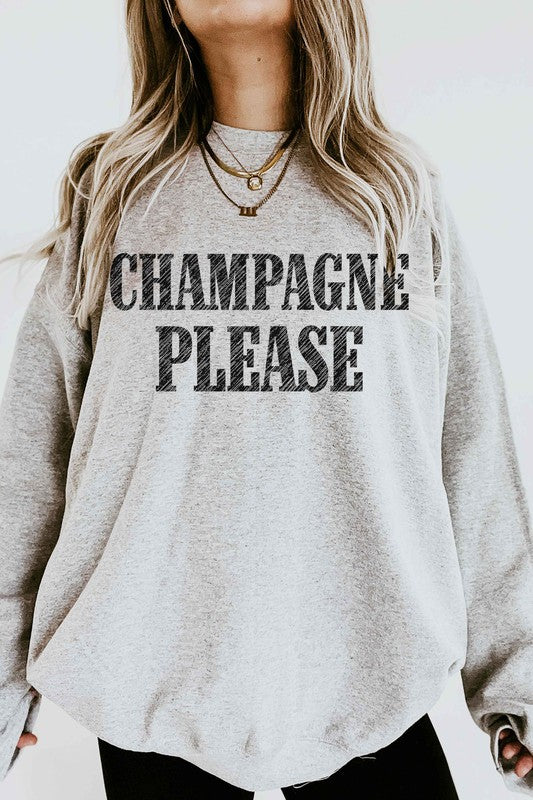 CHAMPAGNE PLEASE OVERSIZED SWEATSHIRT-Charmful Clothing Boutique