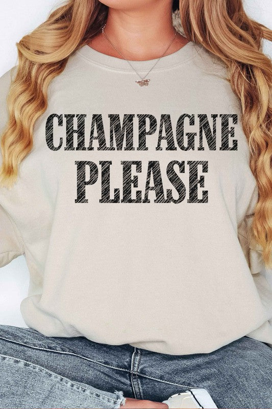 CHAMPAGNE PLEASE OVERSIZED SWEATSHIRT-Charmful Clothing Boutique
