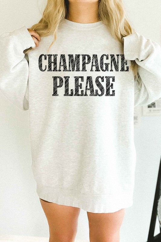 CHAMPAGNE PLEASE OVERSIZED SWEATSHIRT-Charmful Clothing Boutique