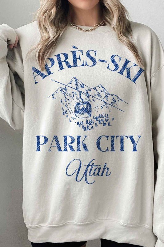 APRES SKI PARK CITY UTAH OVERSIZED SWEATSHIRT-Charmful Clothing Boutique