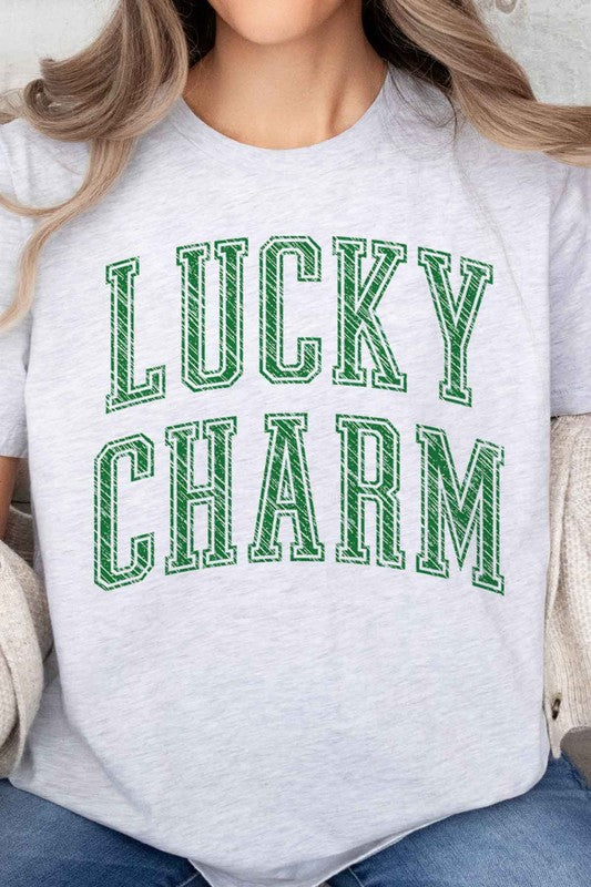 LUCKY CHARM ST PATRICKS OVERSIZED GRAPHIC TEE-Charmful Clothing Boutique