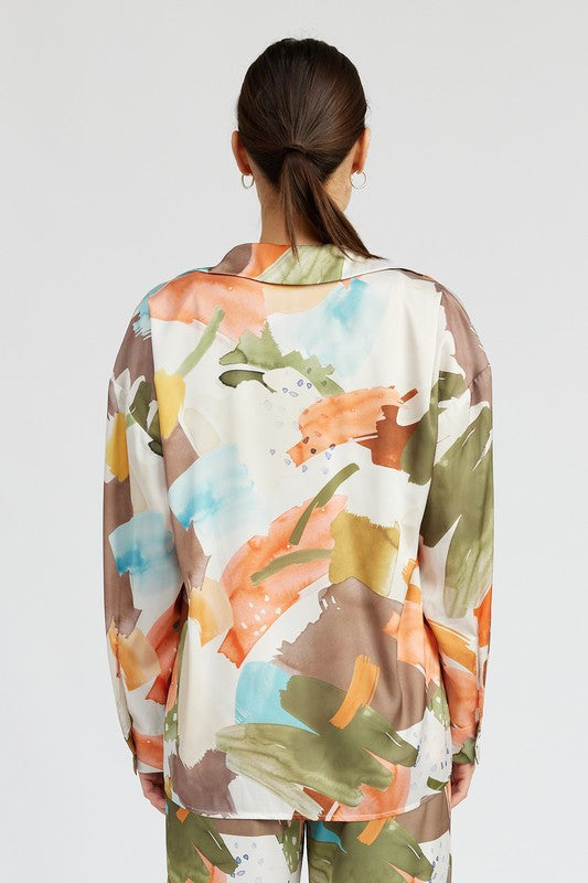 OVERSIZED BUTTON UP PRINTED SHIRT-Charmful Clothing Boutique