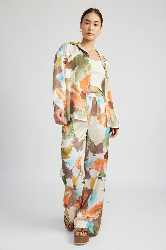 OVERSIZED BUTTON UP PRINTED SHIRT-Charmful Clothing Boutique