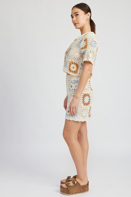 HIGH WAIST CROCHET MINI SKIRT-Charmful Clothing Boutique