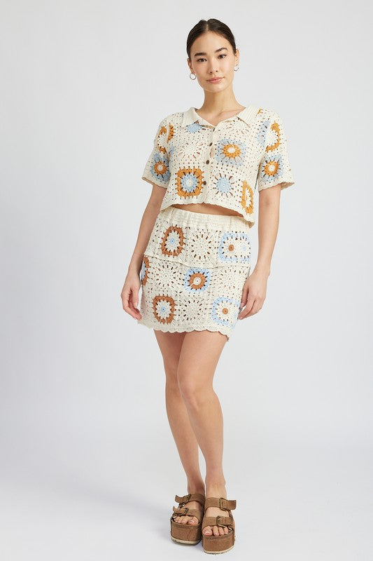 HIGH WAIST CROCHET MINI SKIRT-Charmful Clothing Boutique
