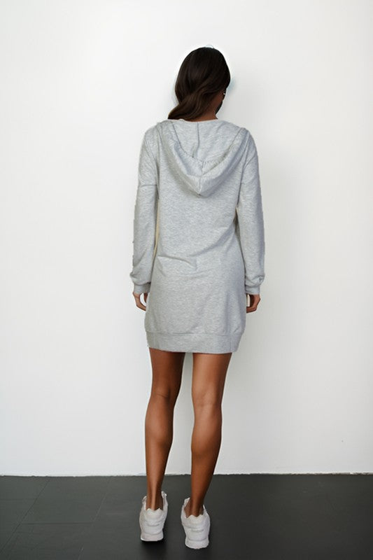 French Terry Hoodie Dress-Charmful Clothing Boutique