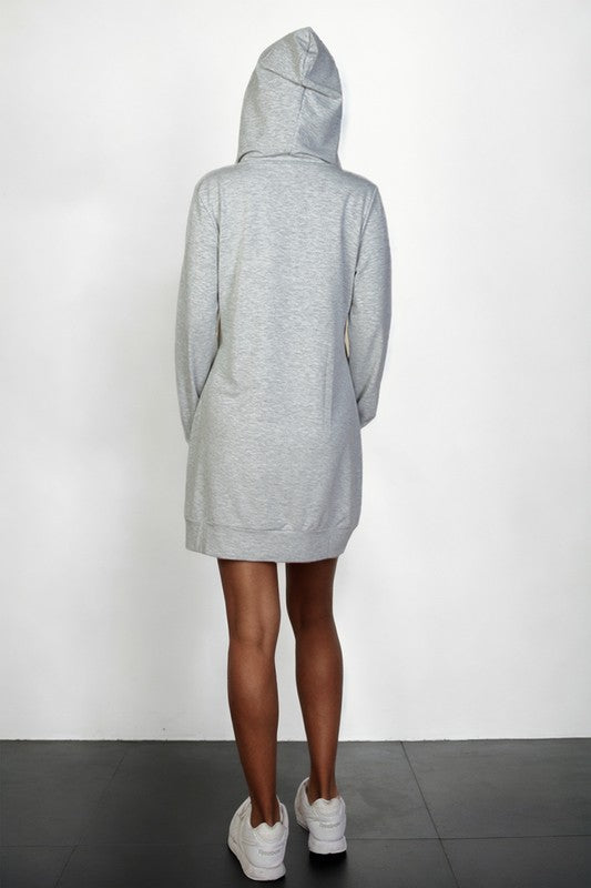 French Terry Hoodie Dress-Charmful Clothing Boutique