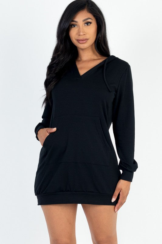 French Terry Hoodie Dress-Charmful Clothing Boutique