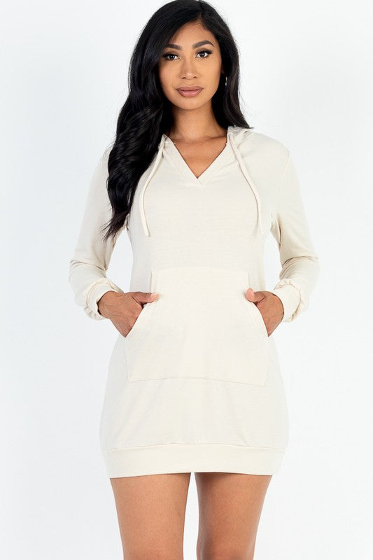 French Terry Hoodie Dress-Charmful Clothing Boutique