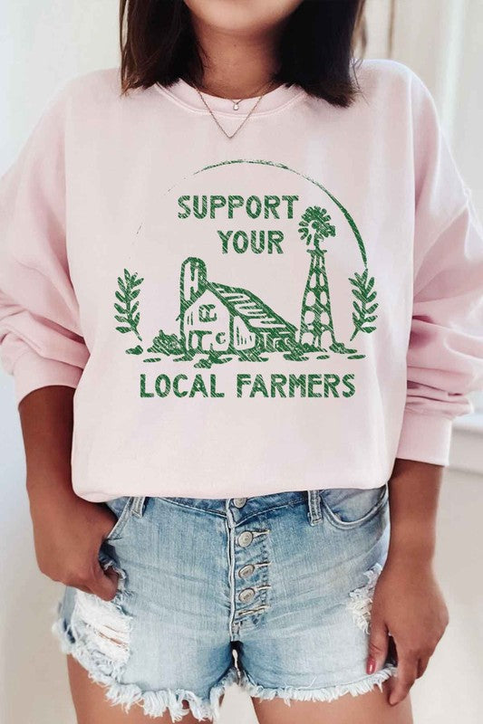 SUPPORT YOUR LOCAL FARMERS GRAPHIC SWEATSHIRT-Charmful Clothing Boutique