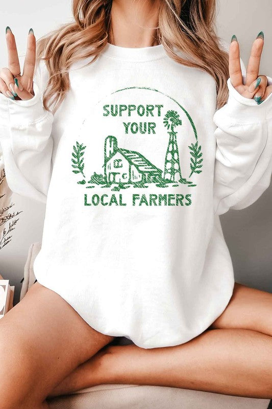 SUPPORT YOUR LOCAL FARMERS GRAPHIC SWEATSHIRT-Charmful Clothing Boutique