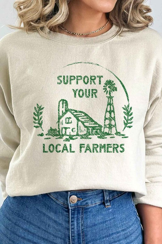 SUPPORT YOUR LOCAL FARMERS GRAPHIC SWEATSHIRT-Charmful Clothing Boutique