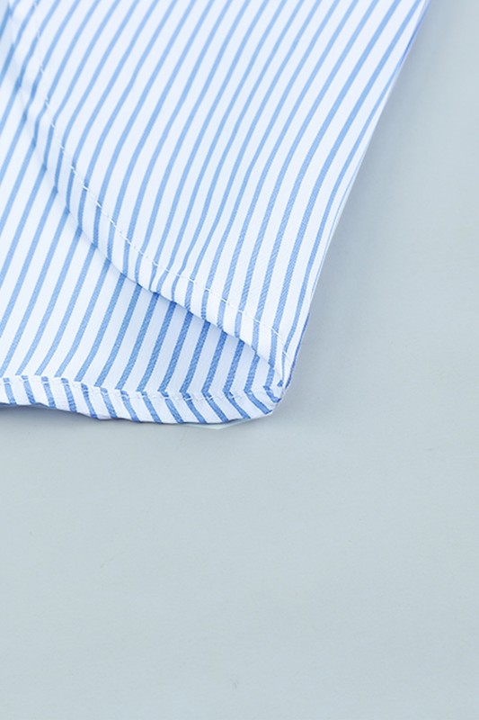 Stripe Smocked shirred oversized shirt blouse-Charmful Clothing Boutique