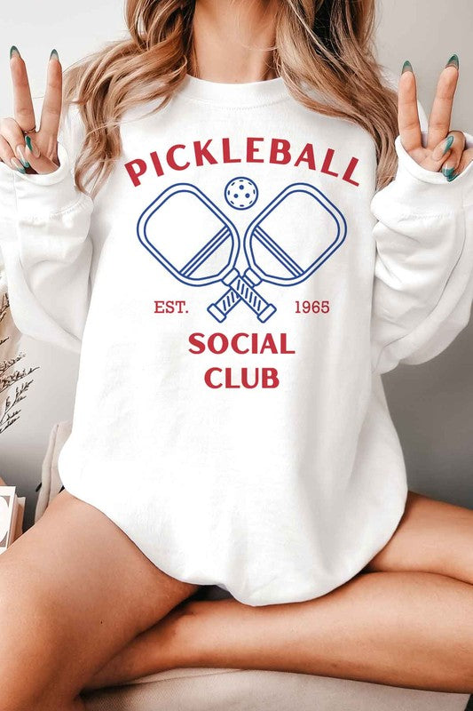 PICKLEBALL SOCIAL CLUB GRAPHIC SWEATSHIRT-Charmful Clothing Boutique