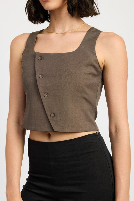 ASYMMETRICAL VEST TOP-Charmful Clothing Boutique