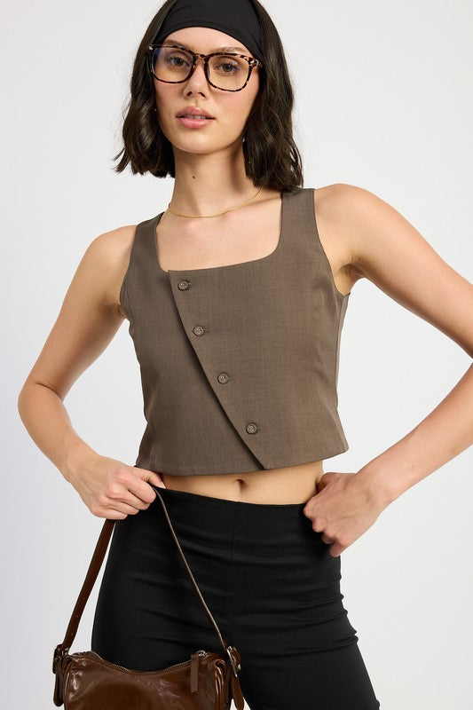ASYMMETRICAL VEST TOP-Charmful Clothing Boutique