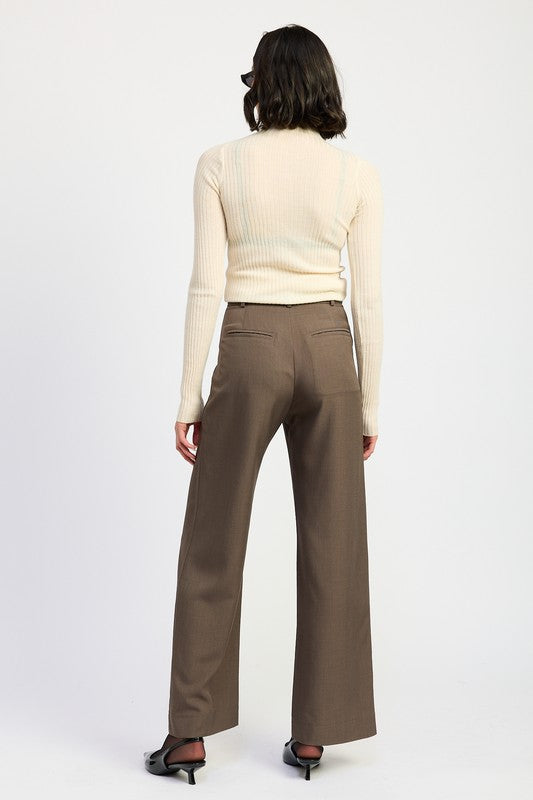 TROUSER PANTS WTIH ADJUSTABLE WAIST BAND BUCKLE-Charmful Clothing Boutique