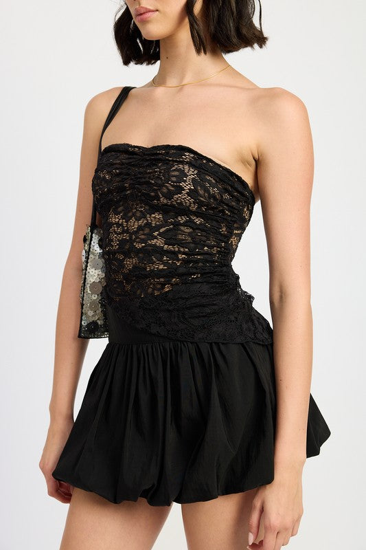 ASYMMETRICAL LACE TUBE TOP-Charmful Clothing Boutique