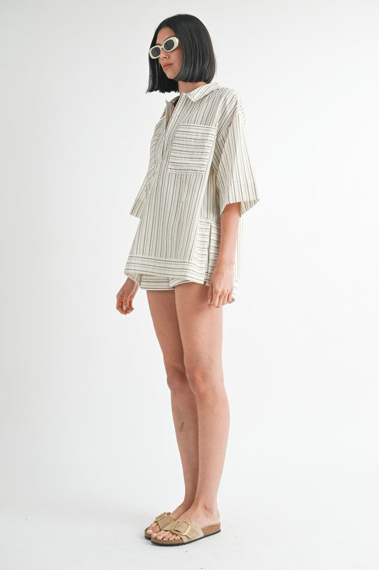 STRIPE OVERSIZED TUNIC TOP-Charmful Clothing Boutique