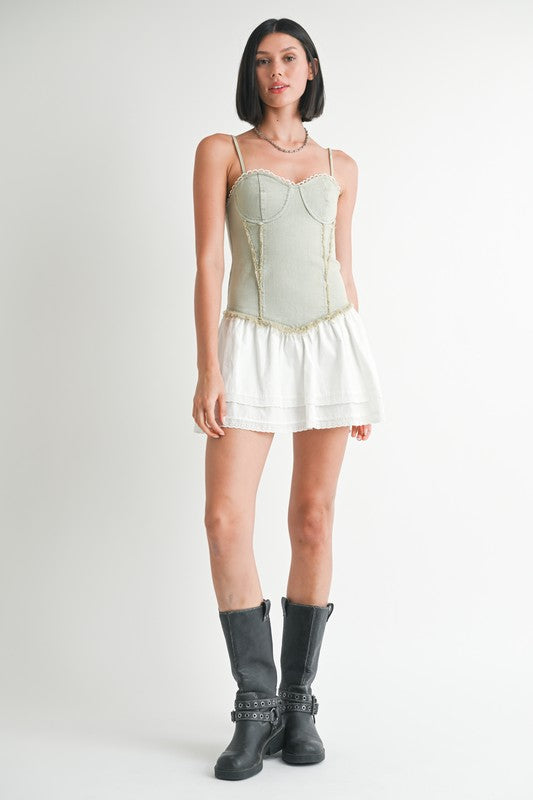 MINI SLEEVELESS DENIM DRESS-Charmful Clothing Boutique