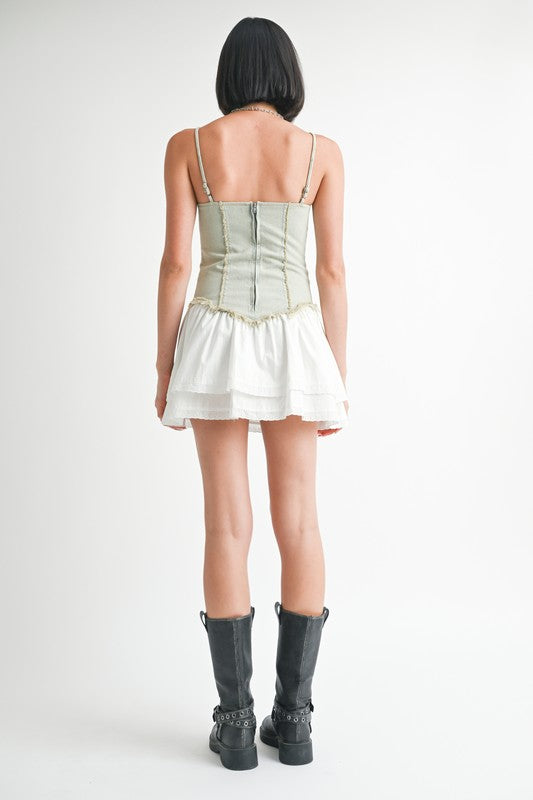 MINI SLEEVELESS DENIM DRESS-Charmful Clothing Boutique