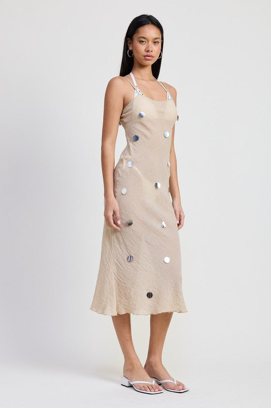 SQUARE NECK MIDI BIAS DRESS-Charmful Clothing Boutique