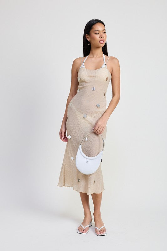 SQUARE NECK MIDI BIAS DRESS-Charmful Clothing Boutique