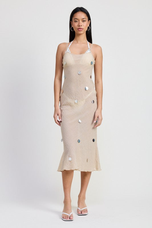 SQUARE NECK MIDI BIAS DRESS-Charmful Clothing Boutique