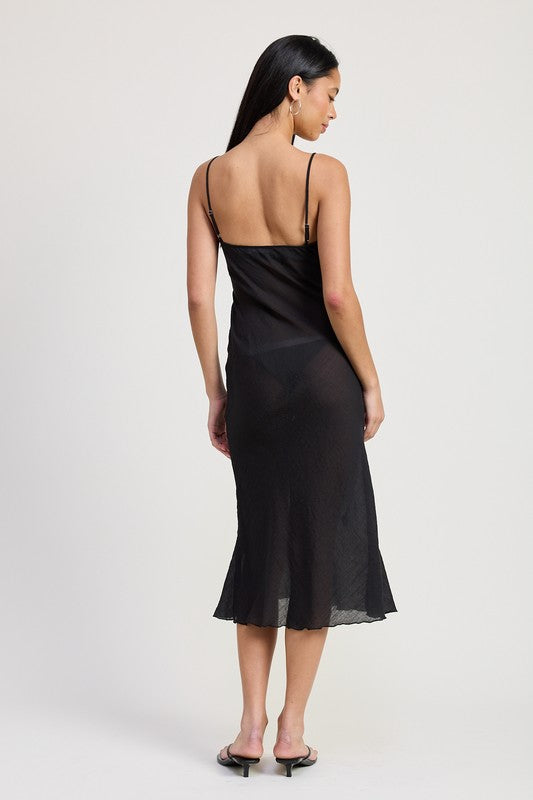 SQUARE NECK MIDI BIAS DRESS-Charmful Clothing Boutique