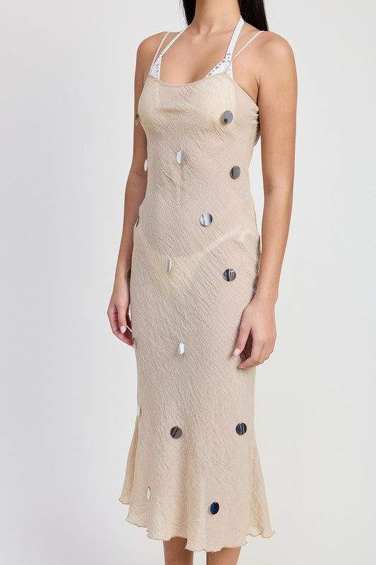 SQUARE NECK MIDI BIAS DRESS-Charmful Clothing Boutique