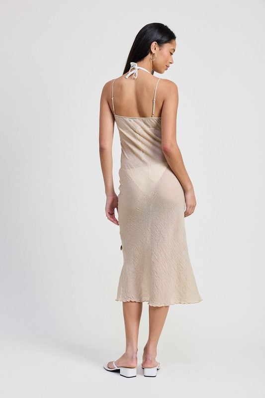 SQUARE NECK MIDI BIAS DRESS-Charmful Clothing Boutique