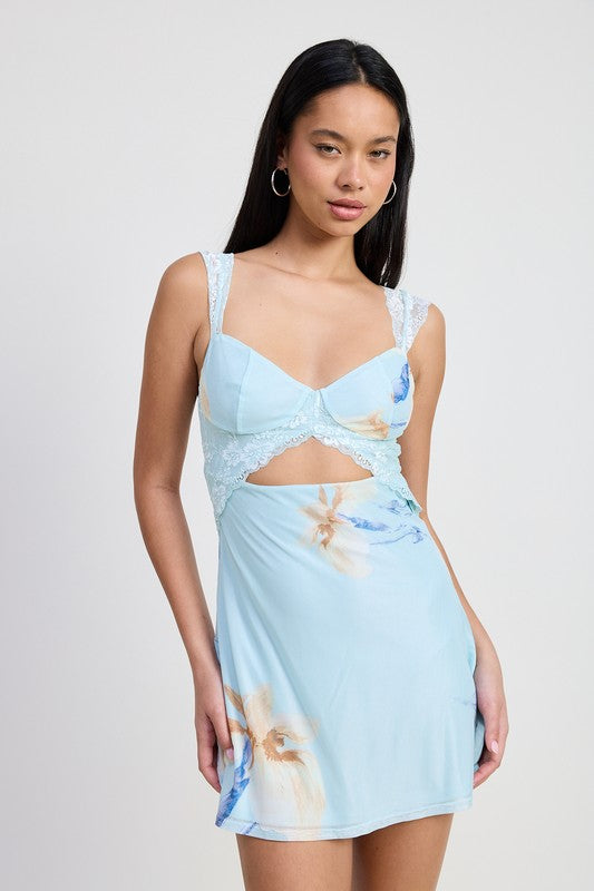 MINI LACE CONTRAST DRESS-Charmful Clothing Boutique