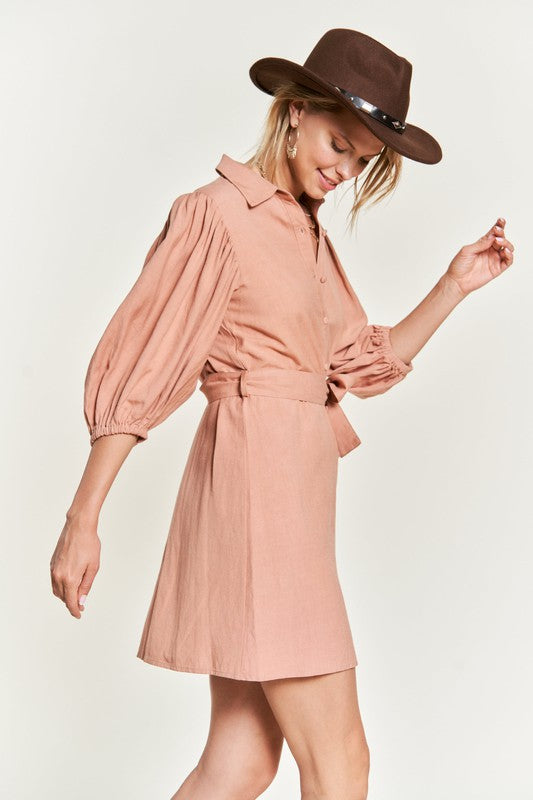 SOLID BUTTON DOWN DRESS PLUS JBJ1004P-Charmful Clothing Boutique
