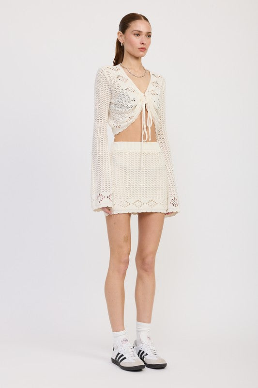 CROPPED CROCHET LONG SLEEVE TOP-Charmful Clothing Boutique