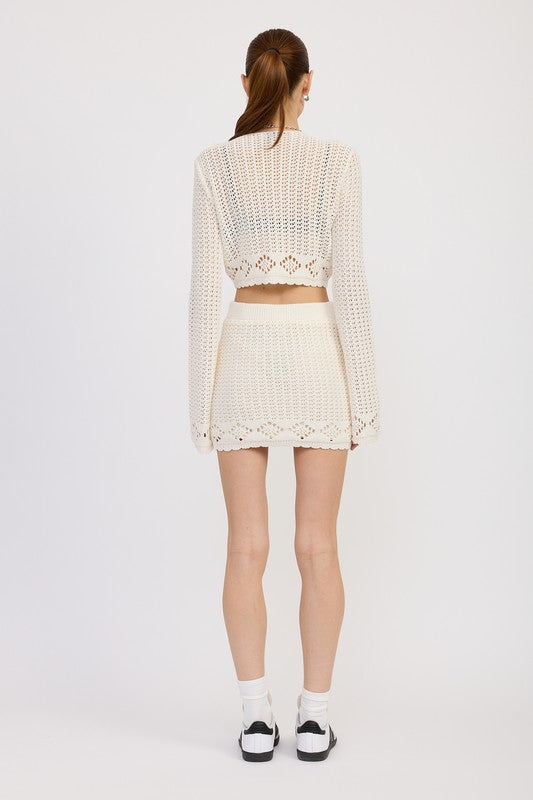 CROPPED CROCHET LONG SLEEVE TOP-Charmful Clothing Boutique