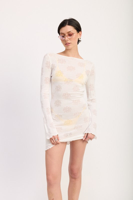 MINI OPEN BACK LONG SLEEVE DRESS-Charmful Clothing Boutique