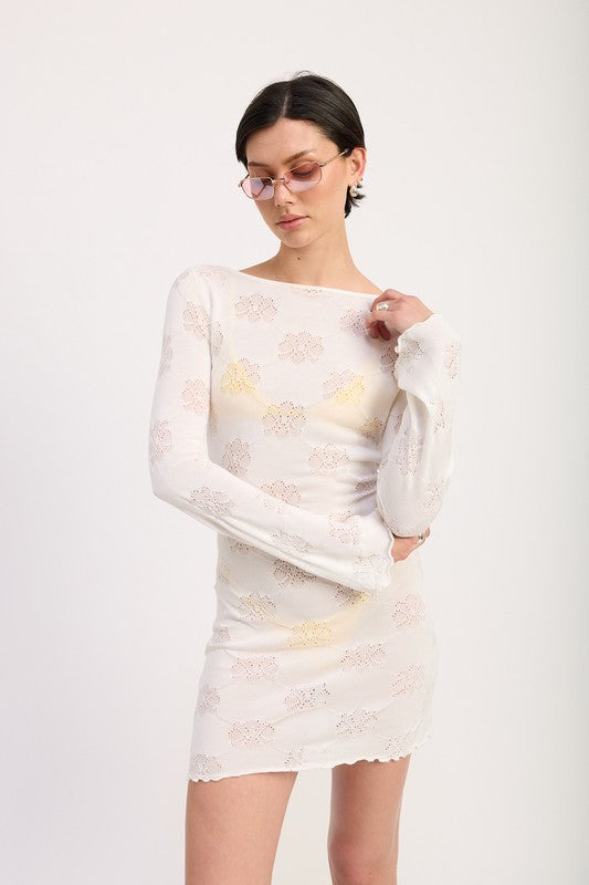 MINI OPEN BACK LONG SLEEVE DRESS-Charmful Clothing Boutique