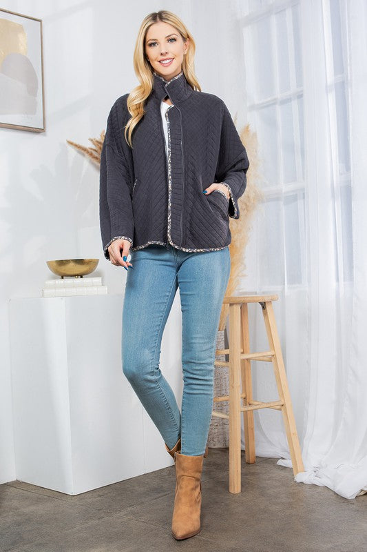 Quilt Jacket with Pockets-Charmful Clothing Boutique