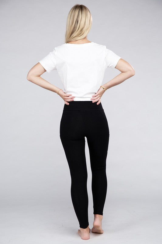 Active Leggings Featuring Concealed Pockets-Charmful Clothing Boutique