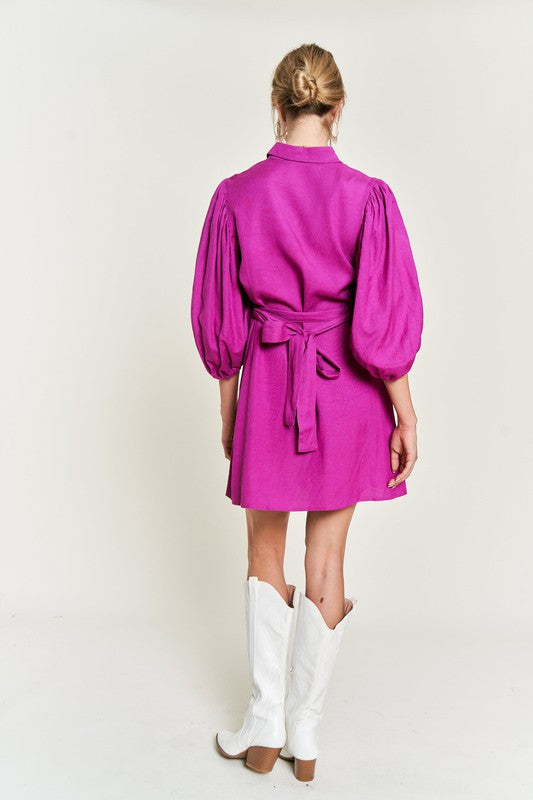 SOLID BUTTON DOWN DRESS PLUS JBJ1004P-Charmful Clothing Boutique
