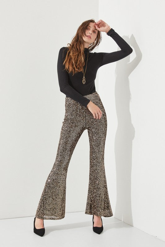 HIGHWAIST SEQUIN PANTS KRP3080-Charmful Clothing Boutique