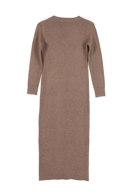 V-Neck Sweater Maxi Dress-Charmful Clothing Boutique