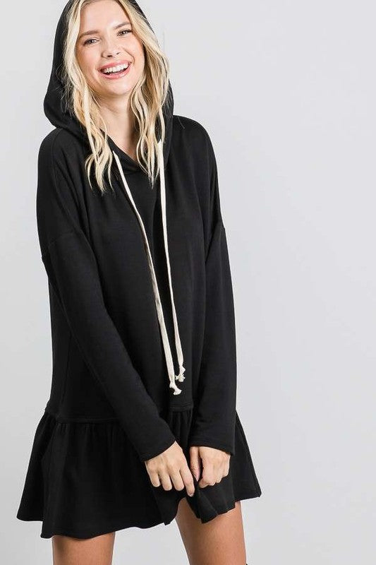 GIRLY PEPLUM HOODIE TUNIC-Charmful Clothing Boutique